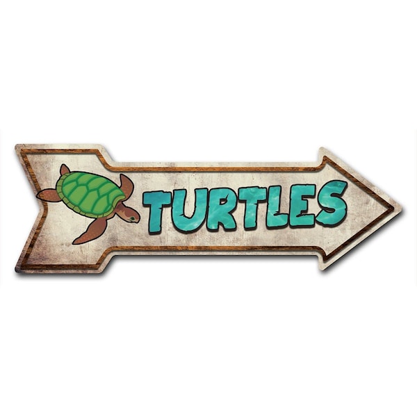 Turtles Arrow Decal Funny Home Decor 36in Wide
